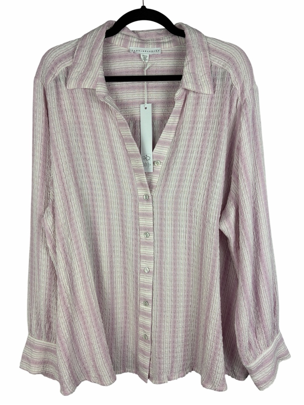 NWT Jane + Delancey 2X Pink Striped Textured Button Down Shirt